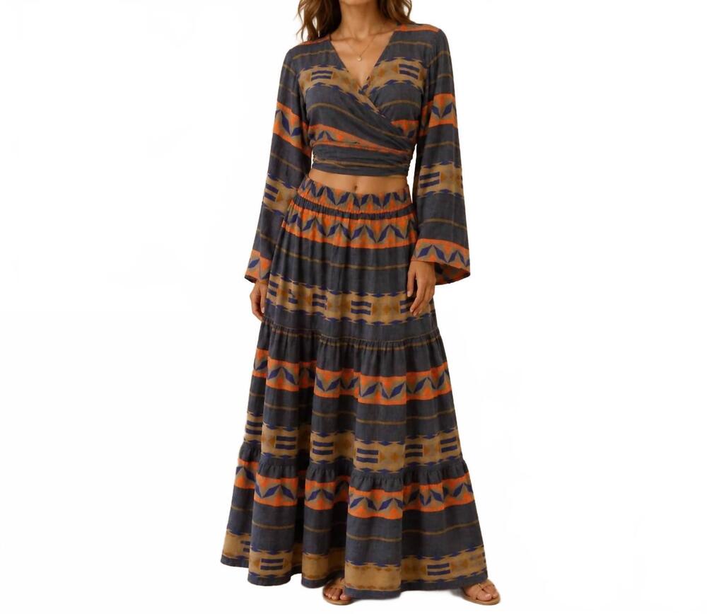 NEW MYSTERY RESORT mirena top and maxi skirt set in navy
